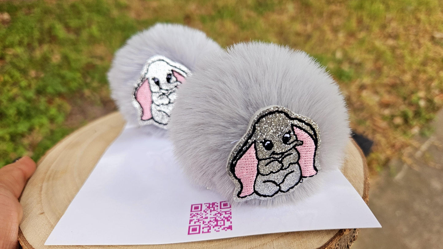 Elephant pompom ,pigtail sets, 3in, girl accessories, 3in pom poms hair accessories