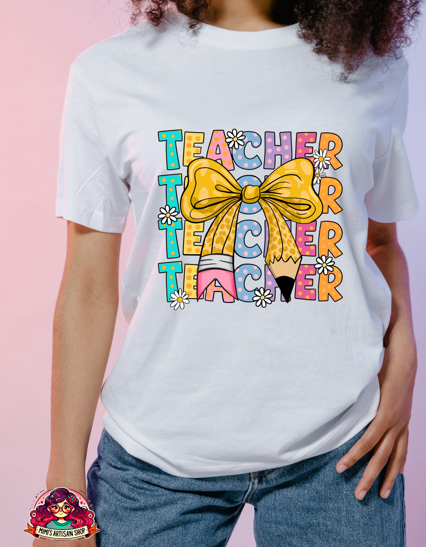 Coquette Bow Teacher Png, Back to School Png, Teacher Appreciation Png, First Day of School Png, Teacher Doodle Dots, Teacher Pencil Bow png
