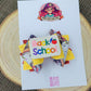 Back to school hairbow , hair ,accessories, girl bows, 4inch yellow, red,