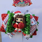 Red Chrismas hairbow , hair accessories, girl bows, 4inch , red, clay doll glitter hairbow