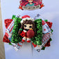 Red Chrismas hairbow , hair accessories, girl bows, 4inch , red, clay doll glitter hairbow