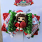 Red Chrismas hairbow , hair accessories, girl bows, 4inch , red, clay doll glitter hairbow