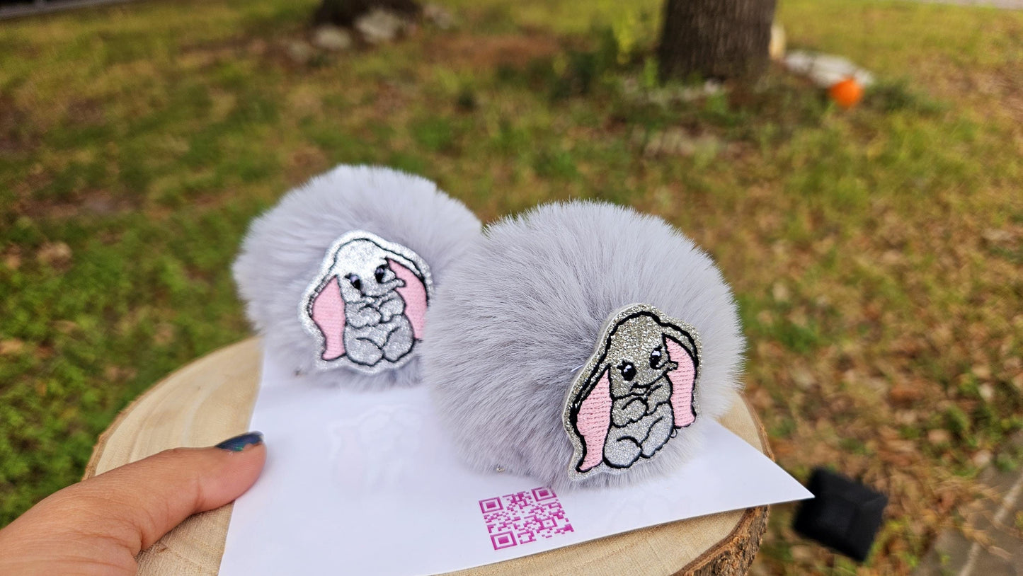 Elephant pompom ,pigtail sets, 3in, girl accessories, 3in pom poms hair accessories