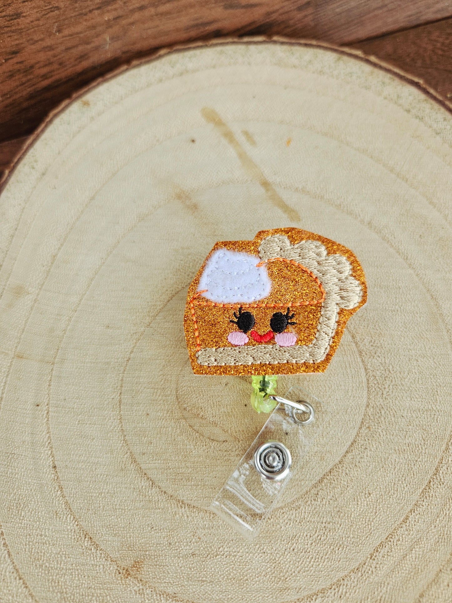Pumpkin pie badge reel MimisArtisanShop