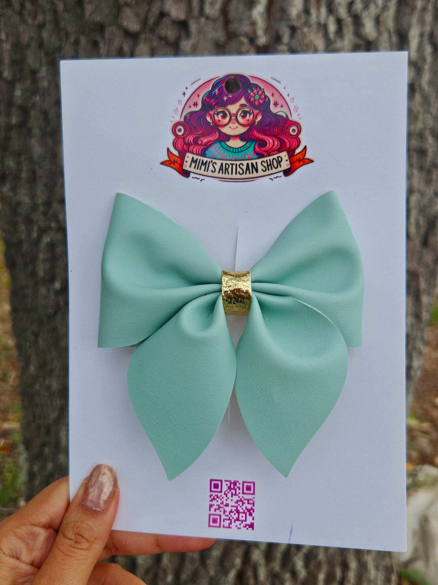 Mint green hairbow MimisArtisanShop