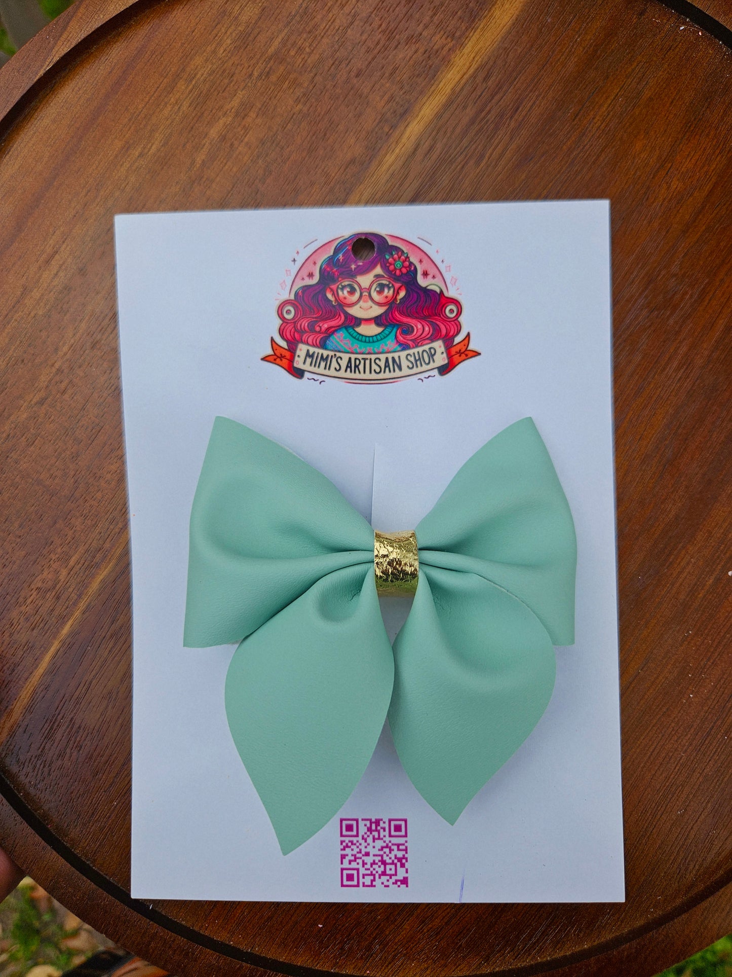 Mint green hairbow MimisArtisanShop