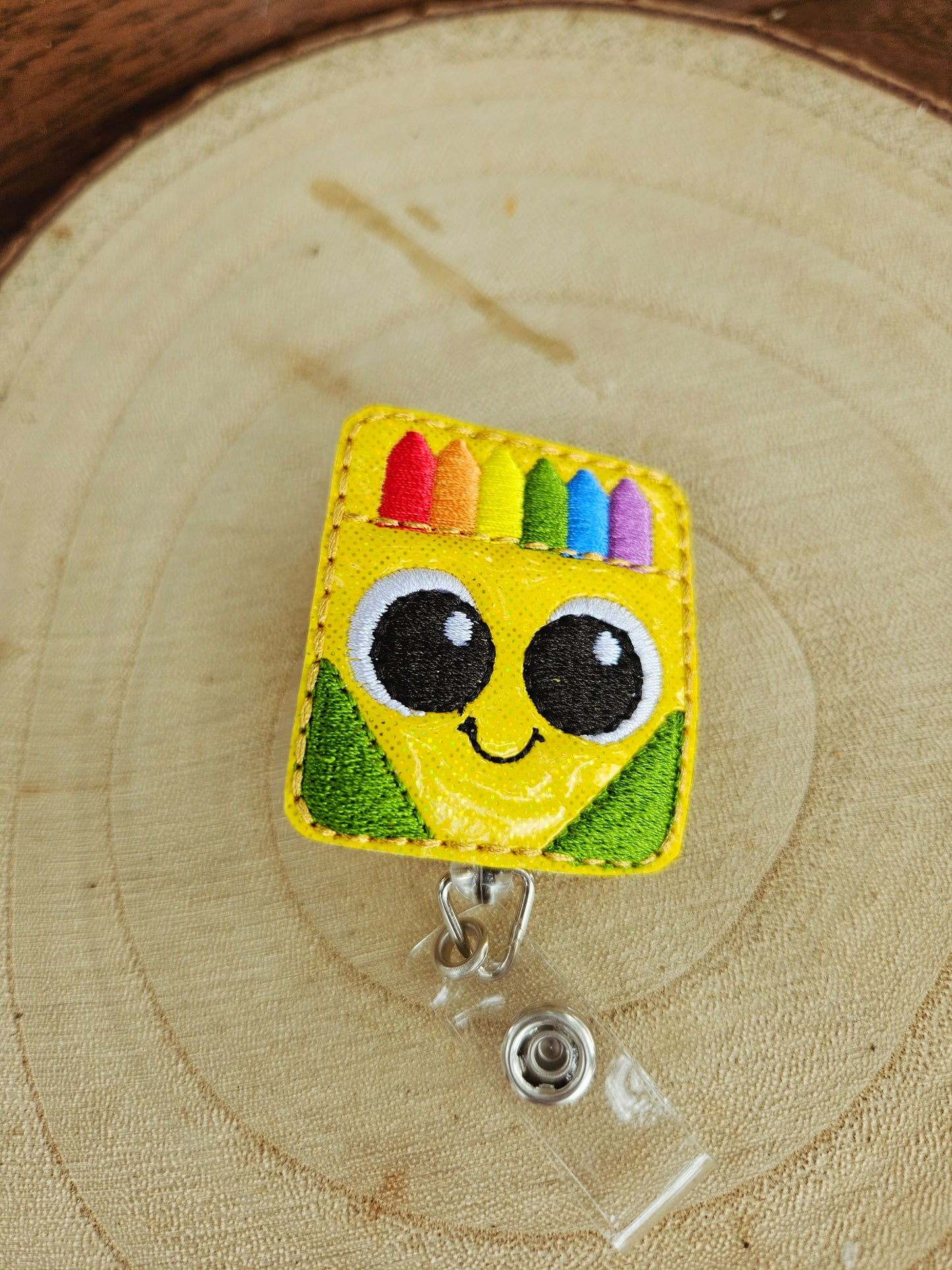 Crayon box badge reel MimisArtisanShop